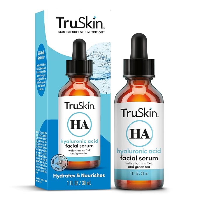 TruSkin Hyaluronic Acid Serum for Face + 7 Ultra Hydrating Ingredients – Best Face Serum for Moisturizing, Visibly Plumping Skin & Smoothing the Look of Fine Lines, 1 fl oz