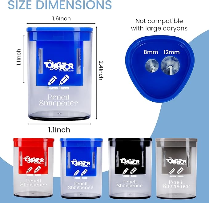 Manual Pencil Sharpener - 4 Pcs Dual Hole Pencil Sharpeners for Standard & Large Sized Pencils - Premium Quality Handheld Pencil Sharpener for Kids, Adults, Artists, Home & Office Uses