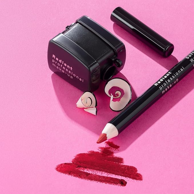 Radiant Professional Pencil Sharpener for Soft Pencils - Makeup Sharpener with Catcher for Lip & Eye Pencils