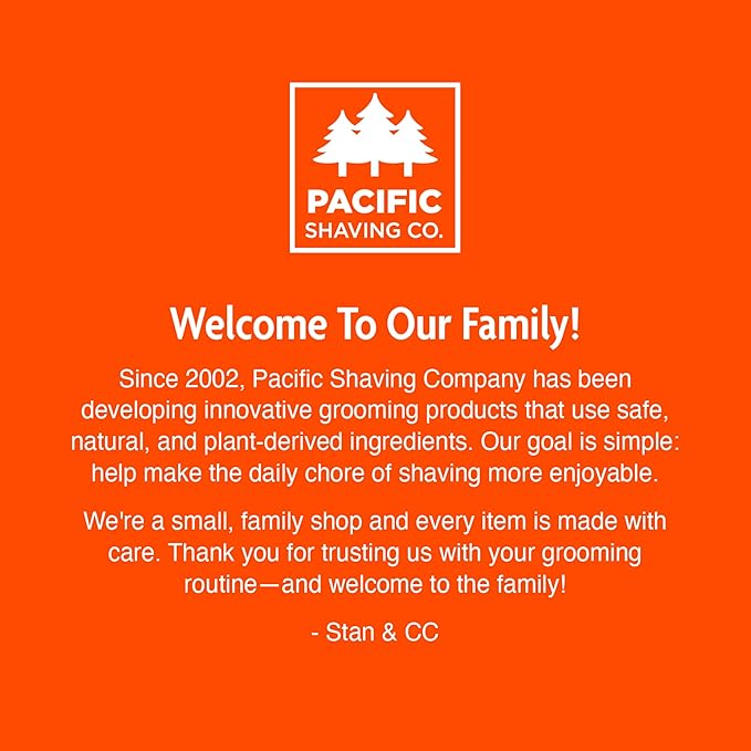 Pacific Shaving Company Natural Shaving Cream - Shea Butter + Vitamin E Shave Cream for Sensitive Skin - Clean Formula for a Smooth, Anti-Redness + Irritation-Free Shave Cream (3.4 Oz, 2 Count)