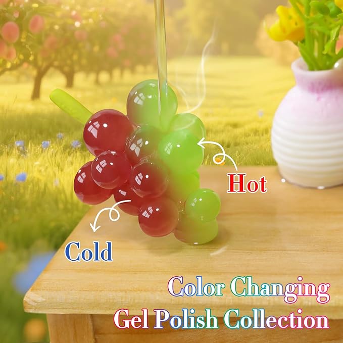 Double Rhythm 6 Pcs 15 ML Gel Polish Set Same Color Same Bottle Soak Off Gel Polish Kit Nail Art Manicure Salon DIY at Home for Women (Color Changing Red Pink Purple Brown-T6-63)