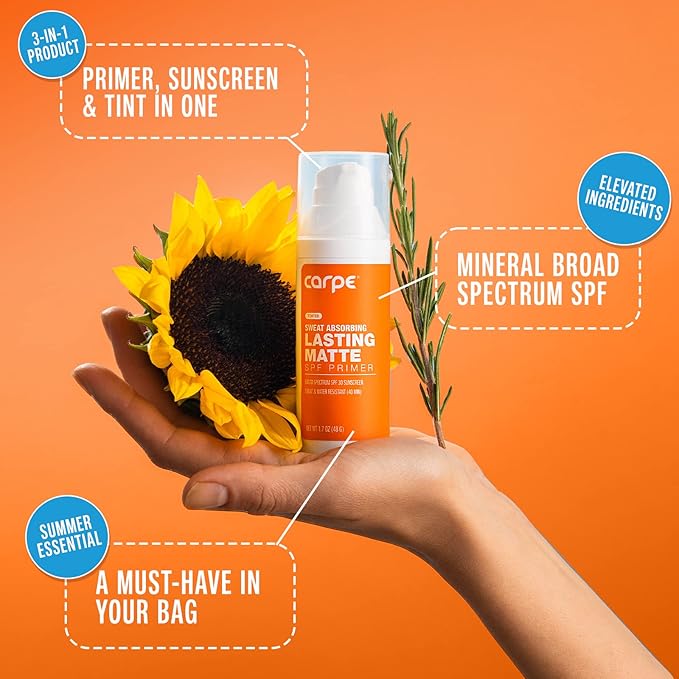 Carpe Primer Face Makeup Base New Zinc Mineral Sunscreen SPF 30, Lasting Matte Primer For Oily Skin And Tinted Sunscreen