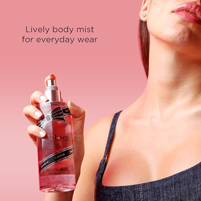Bebe Silver Body Mist - Body Spray for Women with Mango, Tuberose, Peony, Jasmine, Rose, Cedarwood, Musk, and Sandalwood Fragrance Mist - 8.4 oz