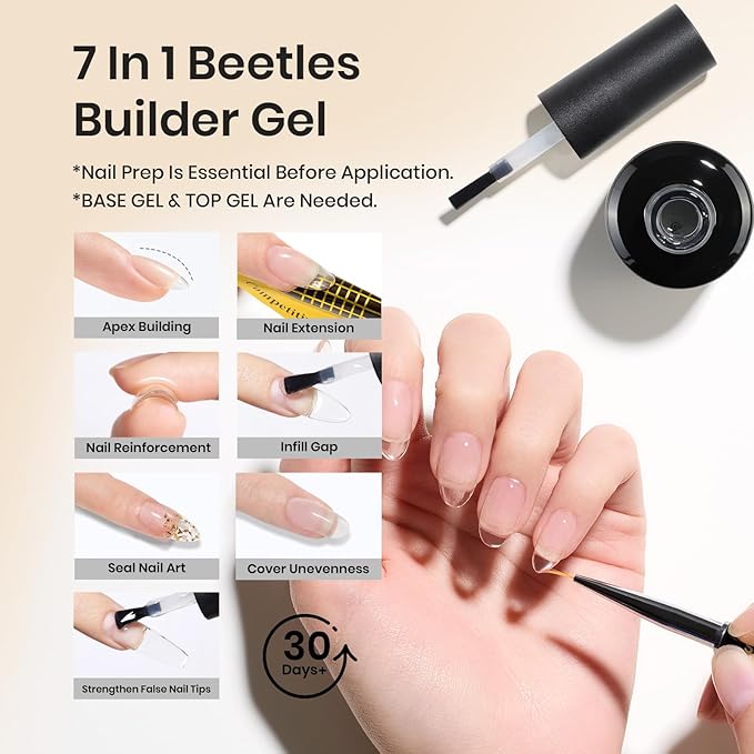 Beetles Builder Gel for Nail and Blooming Gel Set, 2 Pcs 15ml Nail Art Polish for Spreading Effect Marble Stone Builder Extension, Soak Off LED Lamp DIY Manicure Nails Gifts for Women