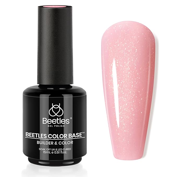 Beetles Nude Rubber Base Gel Nail Polish - Light Pink Color Base Gel 5 in 1 for Nails Strengthening, Building, Enhancing, Reinforcing, Long Lasting Protecting U V LED Lamp Cure