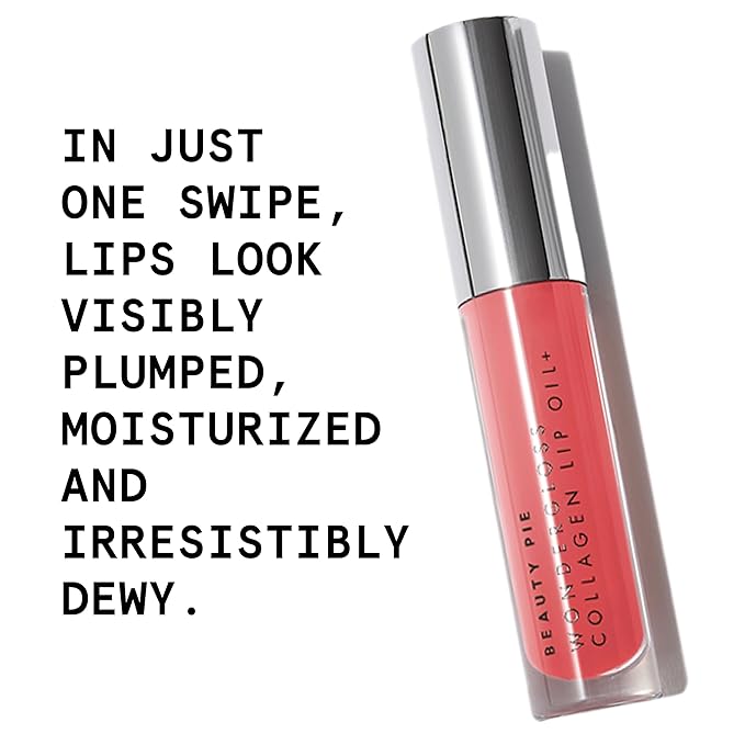 Beauty Pie Wondergloss Collagen Lip Oil + Spicy Pink 0.13 fl oz – Hydrating, Plumping, Non‑Sticky Lip Oil Gloss Hybrid with Collagen AC Micro‑Vectors & Cherry Hibiscus Oils