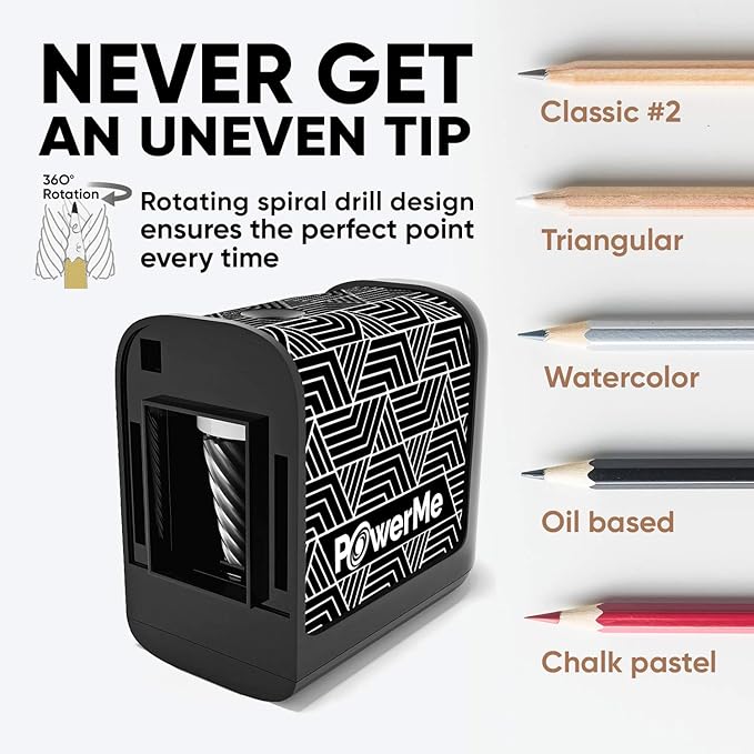Electric Pencil Sharpener Battery Powered for Kids, School, Home, Office, Classroom, Artists Battery Operated Pencil Sharpener for Colored Pencils, Ideal for No. 2