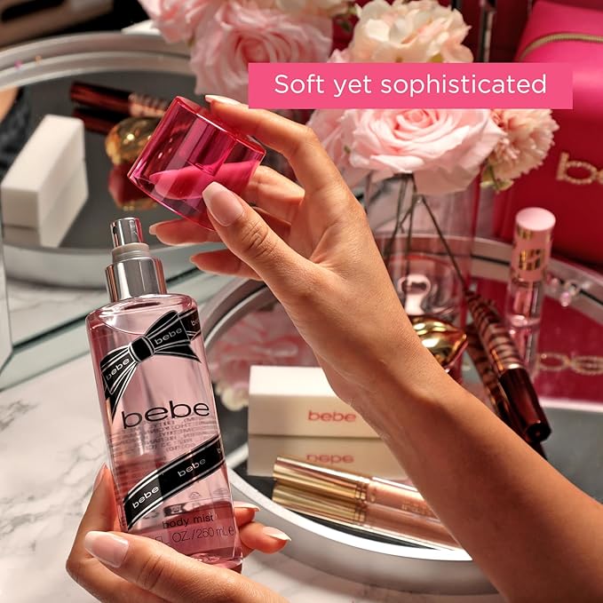 Bebe Silver Body Mist - Body Spray for Women with Mango, Tuberose, Peony, Jasmine, Rose, Cedarwood, Musk, and Sandalwood Fragrance Mist - 8.4 oz