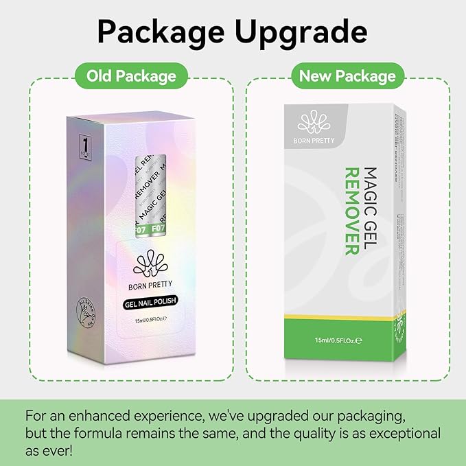 BORN PRETTY Gel Nail Polish Remover, Gel Polish Remover for Nails with Cuticle Pusher and Nail File, 2-5 Minutes Easily & Quickly Remove Gel, No Need Soak Or Wrap