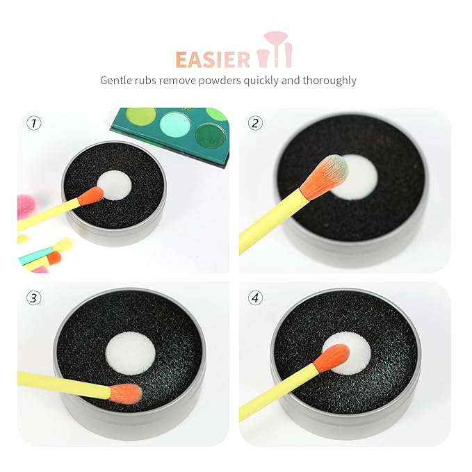 Docolor Makeup Brush Cleaner - Quick Dry Sponge for Removing Shadow Color - Compact Size for Travel