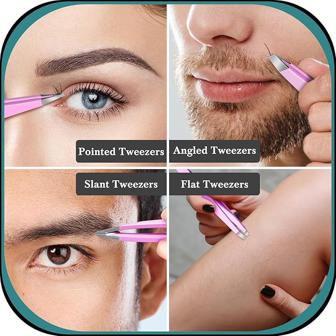 TsMADDTs Eyebrow Tweezers, 8 in 1 Tweezers Set for Women Facial Hair, Eyebrow Trimmer Scissors, Professional Shaping Grooming Kit
