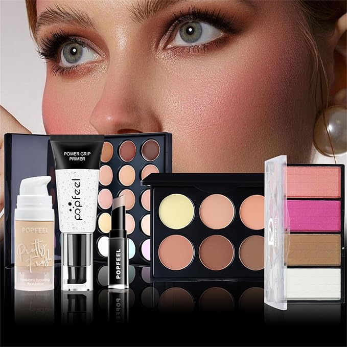 All in One Makeup Kit for Women Full Kit, Valentine's Day Gifts Set for Women Girls, Makeup Essential Bundle Include Eyeshadow Palette Lipstick Blush Foundation Concealer Mascara Eyebrow Pencil