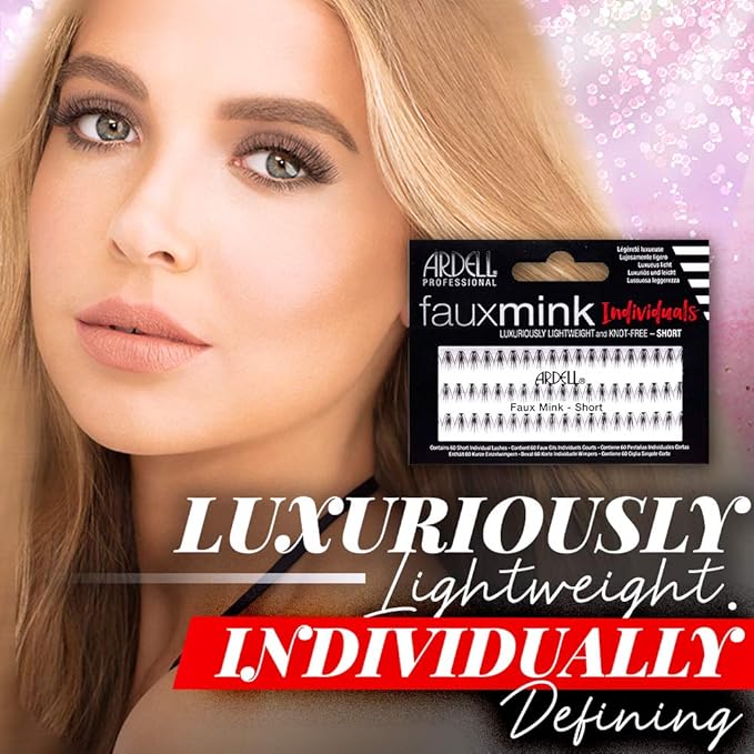 Ardell Faux Mink False Eyelashes, Individual Lashes Short, Black - Natural Look DIY Lash Clusters, Eyelash Extensions, 4 Pack