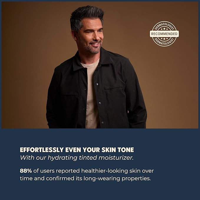 Men’s Tinted Moisturizer for Face - Waterbased Tinted Facial Hydrating Moisturizer with Lightweight & Buildable Coverage - Blurs Imperfections & Evens Skin Tone 06-Bronze