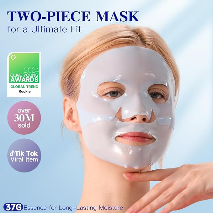 Deep Hydrolyzed Collagen Face Mask, 4 Pack - Age-Defying Sheet Mask with Peptides & Hyaluronic Acid, Restores Skin Elasticity & Firmness for Women