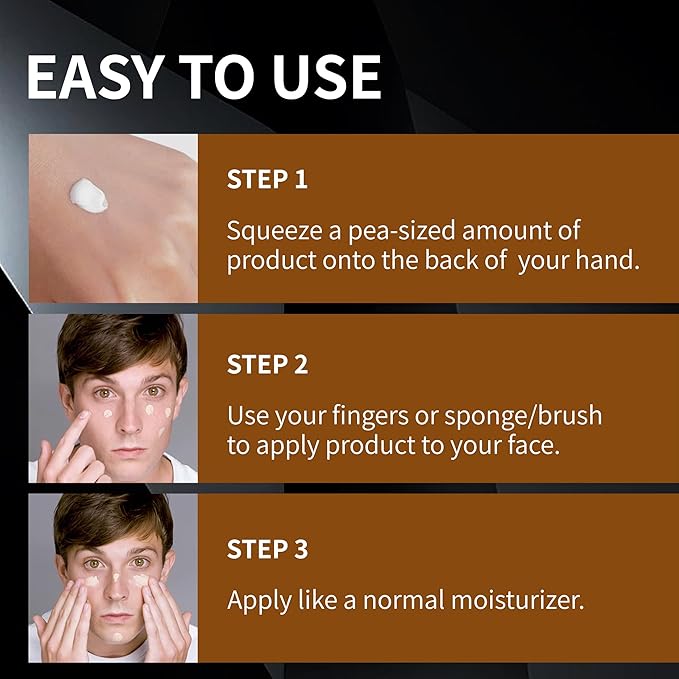 Men's BB Cream Foundation,Hydrating Non-Greasy Tinted Moisturizer for men, Long Lasting Matte Concealer Full Coverage Men CC Cream Foundation for All Skin Types, 30g/1.05 oz