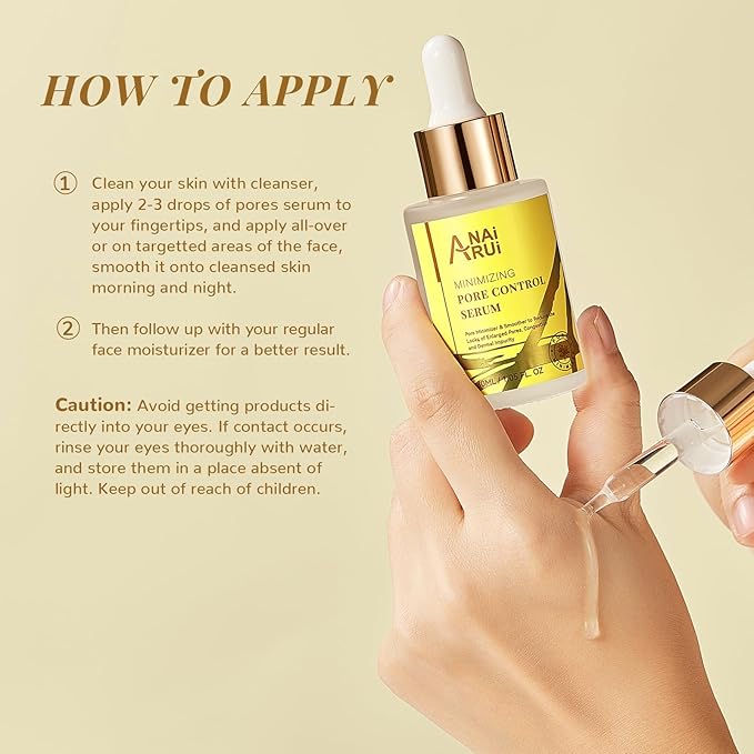 ANAI RUI Pore Minimizer Serum, Pore Minimizer for Face, Pore control,Minimizing, Shrinking, Tightening Pores, Refine Skin Texture 1 fl.oz