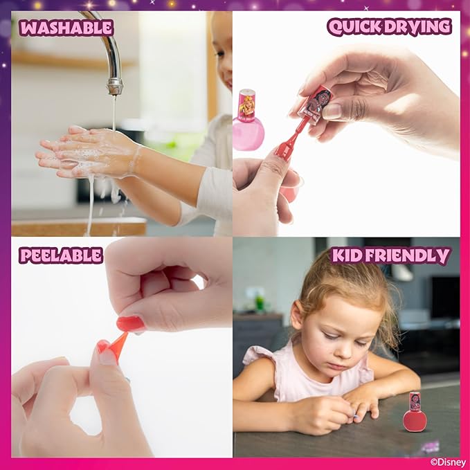 Disney Princess Sparkly Cosmetic Makeup Set for Girls with Lip Gloss Nail Polish Nail Stickers 11 Pcs Perfect for Parties Sleepovers Makeovers Birthday Gift by Townley Girl