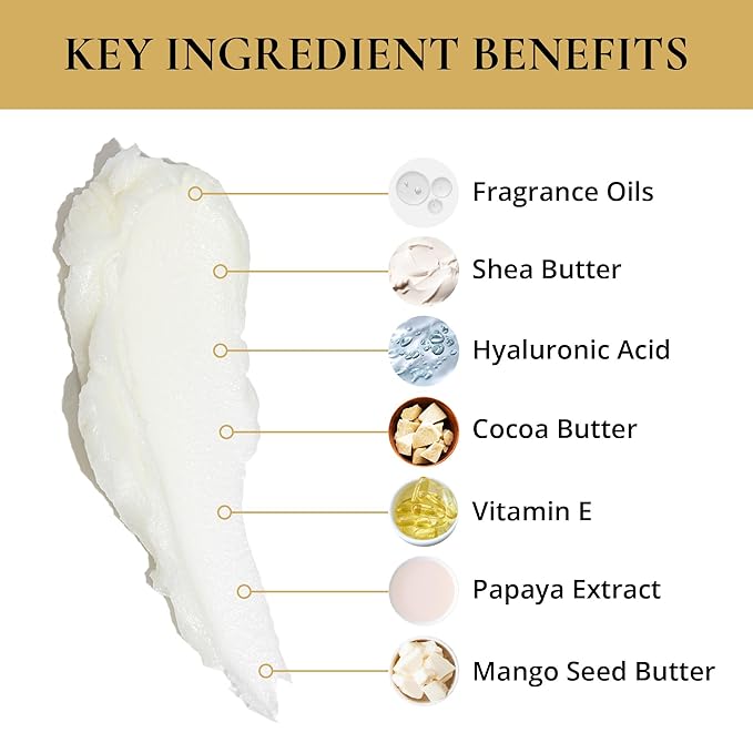 LUXURY LIFE BUTTER - Irresistibly Scented Body Butter with Hyaluronic Acid for Ultimate Moisture. Hydrates for a Non-Greasy Glamorous Glow (Presidential, Intimate Dessert, Tobacco Vanilla 5 oz)