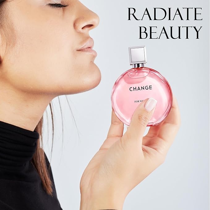 Change Women Eau de Parfum Spray Perfume, Fragrance For Women-Daywear, Casual Daily Cologne Set with Suede Pouch- 3.4 Fl Oz Bottle Beauty Gift for Birthday, Anniversary