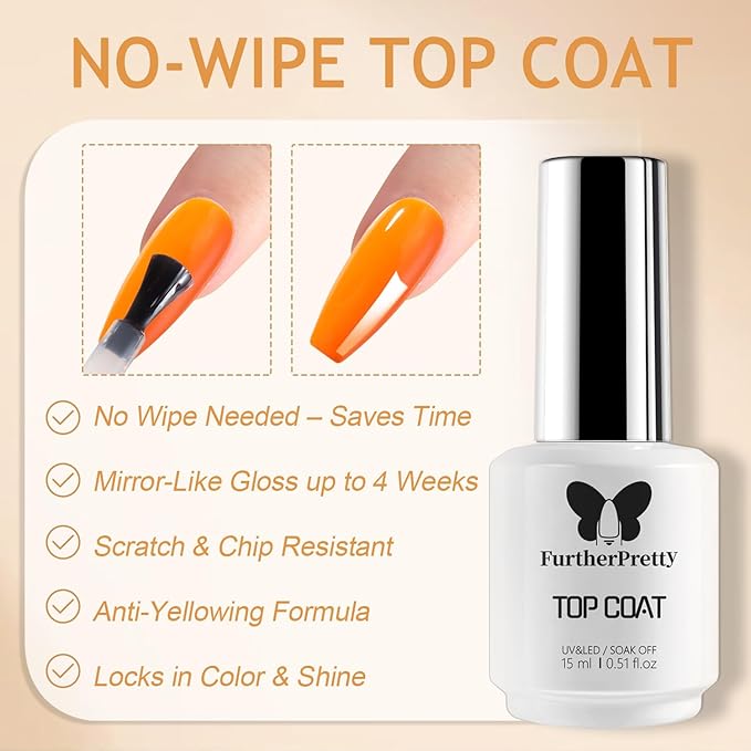 Builder Gel Nail Kit, 3PCS Set 15ml No Wipe Top Coat, Base Coat, and Nail Glue Gel for Nail Extension, UV LED Soak Off Gel Nail Polish Kit for Home Manicure and Professional Salon Use