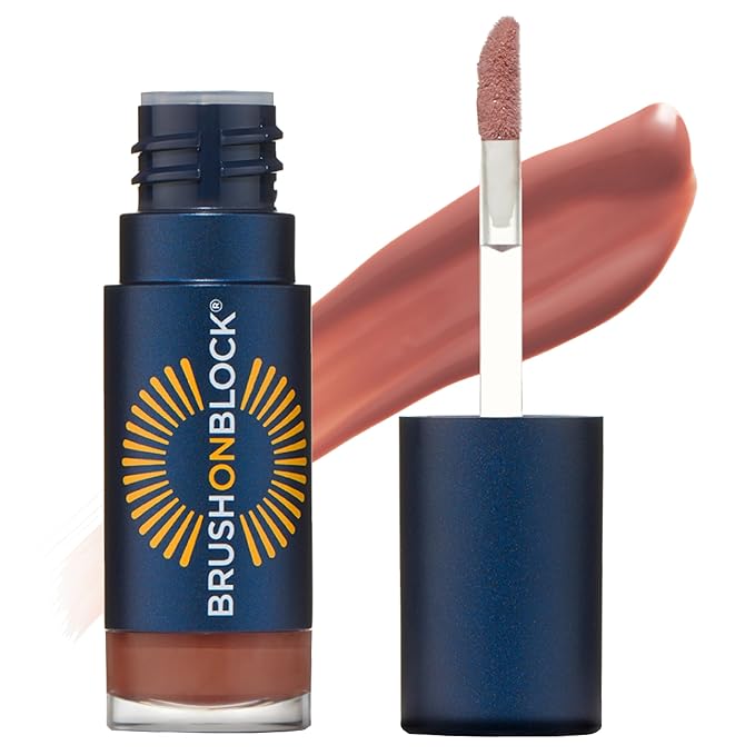 Brush On Block Sun Shine Protective Lip Oil SPF 30, Mineral Protection from UVA/UVB & Blue Light, Hydrating, Cruelty-Free, Gluten-Free, & Vegan, Fig
