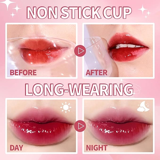6 Colors Lip Tint Stain Set,Lip Gloss for Women,bright moisturizing lip gloss,Velvet Watery Lip Stain Moisturizing Mini Liquid Lipstick,Long lasting Non-Stick Cup, Multi-use Lip and Cheek Tint(Set a)
