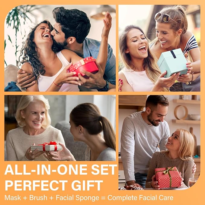 Facial Clay Mask Set - Vitamin C Turmeric Face Mask, Dead Sea Mud & Salicylic Acid (BHA) Mask for Pores Cleansing, Blackheads, Dark Spots, Brightening, Face Masks Skincare Gift for Women, 2.82 oz each