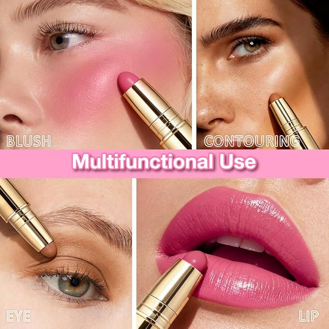 Kaely Contour Blush Multiuse Stick Makeup, Cream Bronzer Contouring Sticks Palette Face Make Up Kit, Ultra-Creamy Radiant Finish Formula, Vegan & Cruelty-free, 02 Berry Tan