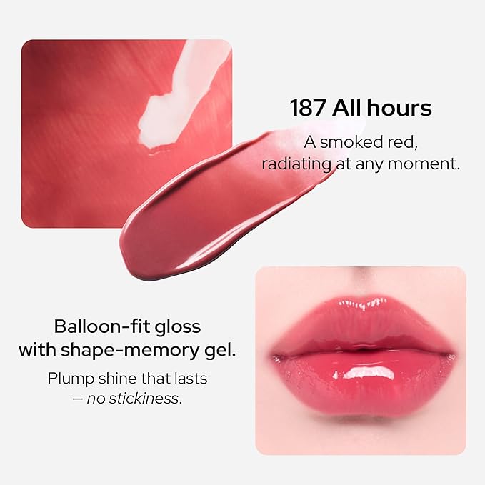 Unseen Balloon Tint, 9 Colors Set for All Skin Types. Buildable Color, Long Lasting Glossy Lip Stains, Lightweight Lip Gloss Make up (187 All hours, 0.11 Ounce (Pack of 1))