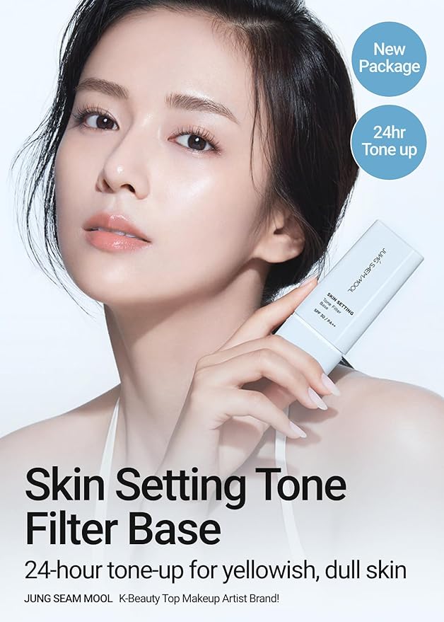 JUNG SAEM MOOL Skin Setting Tone Filter Base 1.35 Fl Oz, Blue-Tone Correcting Primer for Yellow and Dull Skin, Hydrangea Collagen for Hydration, Pore-Smoothing Face Primer, Korean Base Makeup
