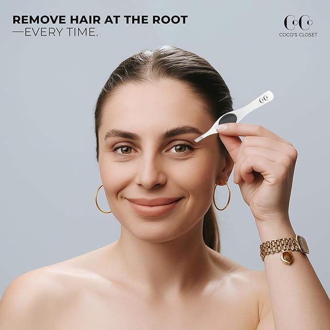 Professional Tweezers for Facial Hair Removal for Women, Sharp Tweezers for Men, Slant Point Tip Plucks and Shapes with Precision, Use for Eyebrows, Splinter, First-aid and Ingrown Hair Removal, Rose