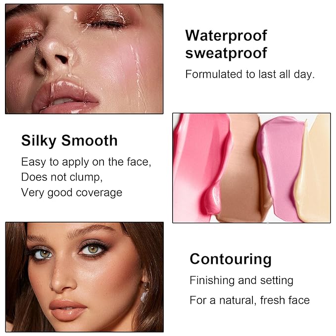 Scarman 6 Colors Cream Contour Stick Makeup Kit, Shades with Highlighter, Blush, Bronzer for Sculpting, Waterproof, Dewy & Matte Finish (SET A)