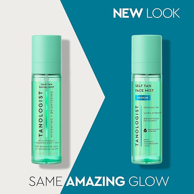 Tanologist Self Tan Face Mist, Medium Shade, Hydrating Tanning Spray, Streak-Free, Radiant Finish, Paraben-Free, No Fake Tan Smell, For All Skin Types, 3.38 fl. oz/100 ml Bottle