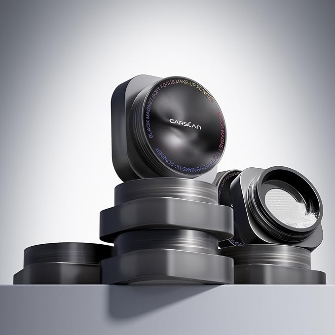 CARSLAN Black Magnet Soft Focus Make Up Powder, Waterproof Loose Setting Powder, 24H Longlasting, Oil Control, Talc-Free Face Powder, 01 Pink For Dry&Com Skin, 0.28Oz