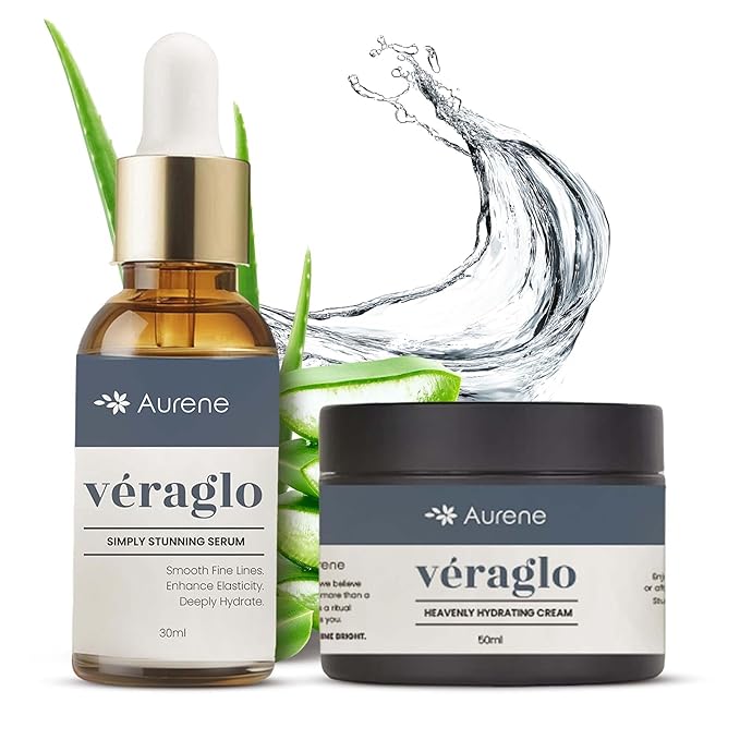 Véraglo Retinol Serum & Face Cream Set – Anti Aging Skin Care with Hyaluronic Acid & Collagen – Moisturizer & Serum for Wrinkles, Fine Lines & Dark Circles
