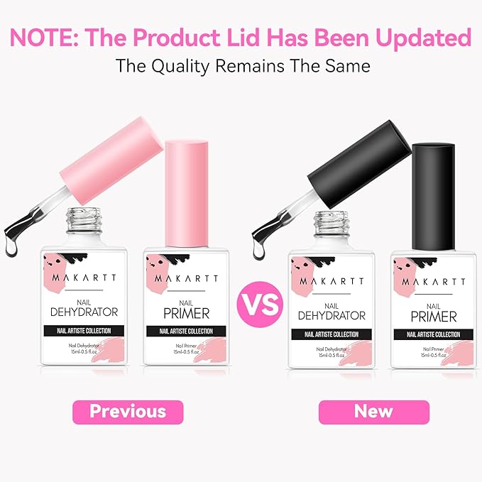 Makartt Nail Dehydrator and Primer Set: Acid Free Air Dry Nail Prep Dehydrate and Hema Free Nail Primer Professional Long-lasting for Acrylic Nails Powder UV Gel Polish(15ML/0.5 oz)