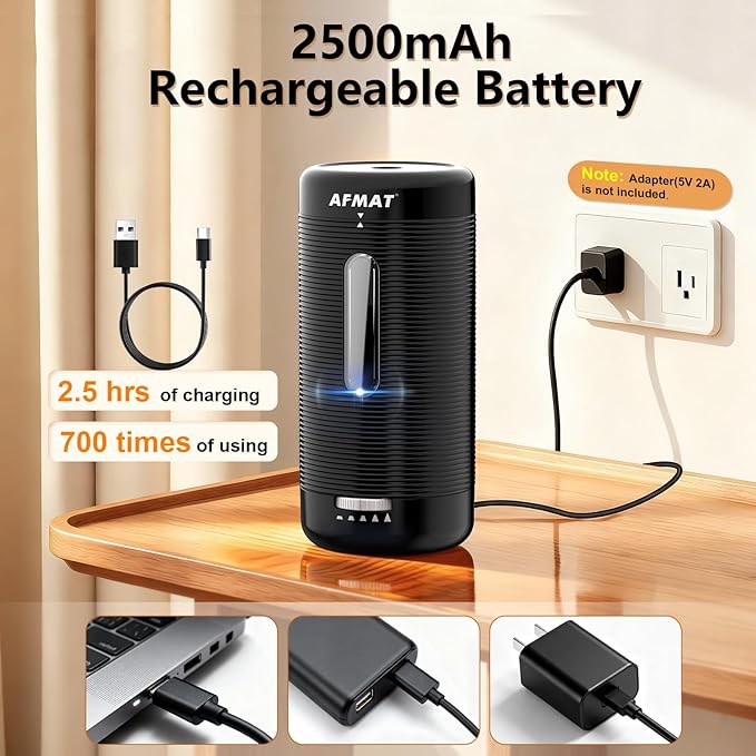 AFMAT Electric Pencil Sharpener, Fully Automatic Pencil Sharpener, Auto in & Out, Rechargeable Hands-Free Sharpeners for Jumbo & Colored Pencils (6.5-12mm), Portable for Home/Classroom/Office PSC2