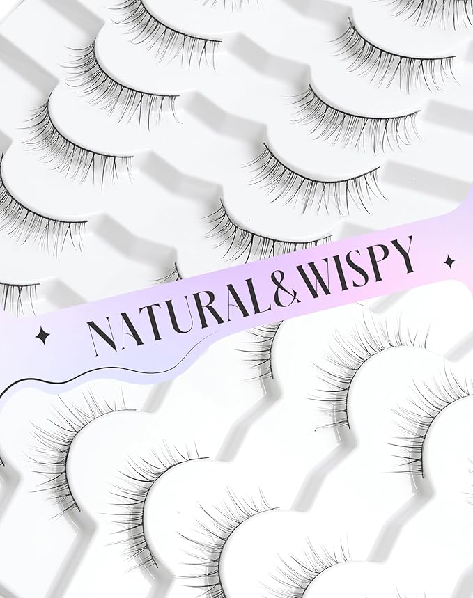 Natural Lashes Wispy 10mm Short Lashes Natural Looking False Eyelashes Small Lashes for Clean Look K38