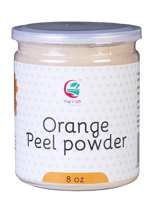 Yogi's Gift Orange Peel Powder 8 Ounce, 100% Natural Orange Peel for Face Mask, Skin Care, Rich in Vitamin C, Effective DIY Skincare Ingredient, Helps Get a Glowing Skin