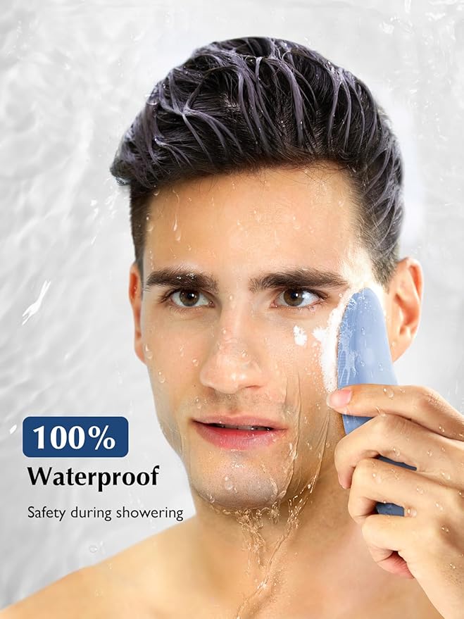 COSLUS Facial Cleansing Brush Silicone Face Scrubber: IPX7 Waterproof Rechargeable Face Wash Brush, 4 Cleansing Modes , Electric Face Brush for Cleaning, Exfoliating, Massaging
