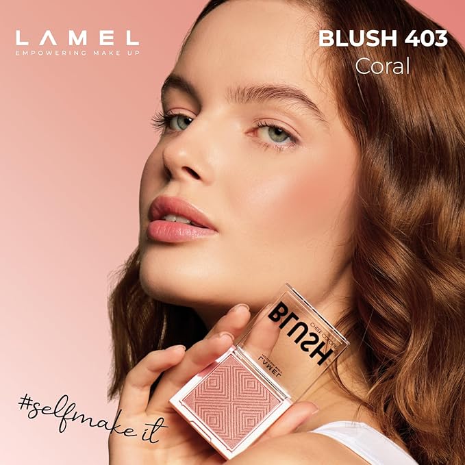 Lamel Blush Cheek Rouge Color Mini - Blendable Natural Blush Powder - Enhances & Defines Shapes & Features - Shading & Contouring Powder - 4 Universal Shades - 402 (Rouge) - 3.8g / 0.13 oz
