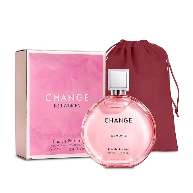 Change Women Eau de Parfum Spray Perfume, Fragrance For Women-Daywear, Casual Daily Cologne Set with Suede Pouch- 3.4 Fl Oz Bottle Beauty Gift for Birthday, Anniversary