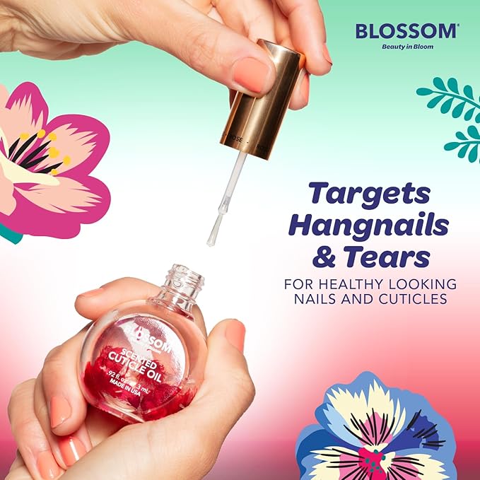 Blossom Cuticle Oil for Nails, Hydrating, Moisturizing, Scented Nail Oil Cuticle Care, Infused with Real Flowers, Made in USA, 0.92 fl. oz, Watermelon