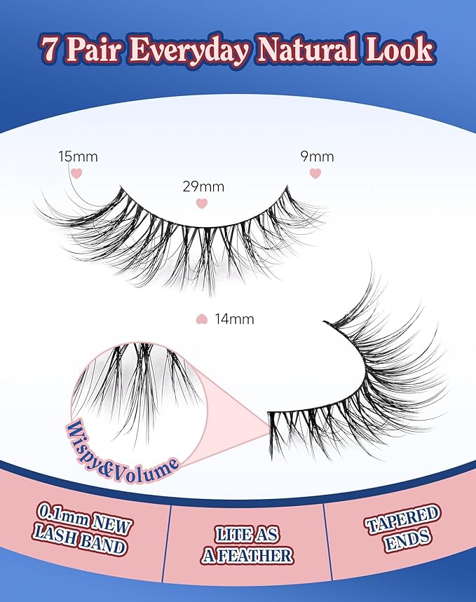 Lashes Natural Cat eye Strip Lash Natural Look Flared Eyelashes Fairy False Eye Lashes Fluffy False Eyelashes Wispy 7 Pairs D97