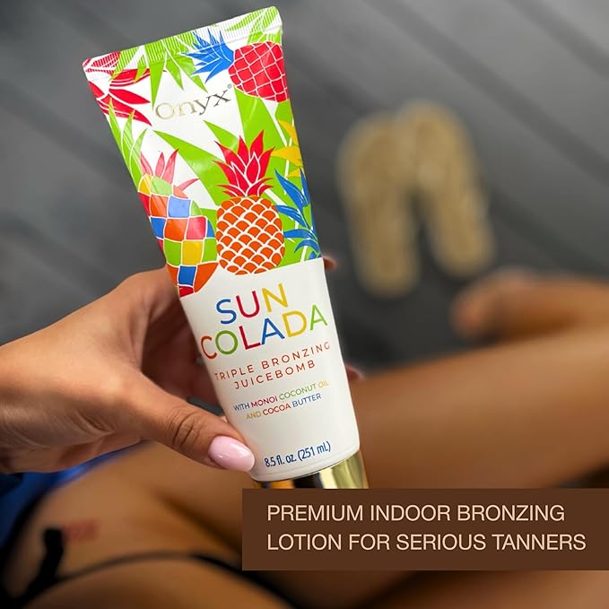 Onyx Suncolada Triple Bronzing Lotion for Tanning Bed - Indoor Dark Tanning Accelerator with Bronzer | Anti-Aging, Hydrating, Streak-Free formula | 8.5 fl oz