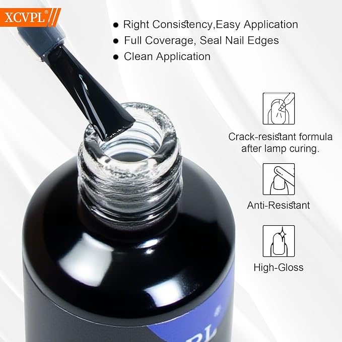 Gel Top Coat - No Wipe High Gloss Shine, Scratch & Stain Resistant, Quick Dry Clear Gel Polish for UV LED Nail Lamp, Long-Lasting 4+ Weeks, No Sticky Residue