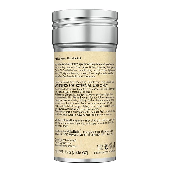 Dolahair Portable Travel Hair Wax Stick - Slick Hair Pomade with Smoothing Brush for Women, Kids & Girls' Hair Styling