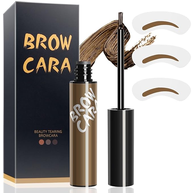 Eyebrow Tint Peel Off - Eyebrow Gel with Eyebrow Stencils, Eyebrow Tattoo Peel Off Waterproof Tinted Brow Gel 3 Days Duration, Brow Tint for Charming Voluminous Brows (Brown)