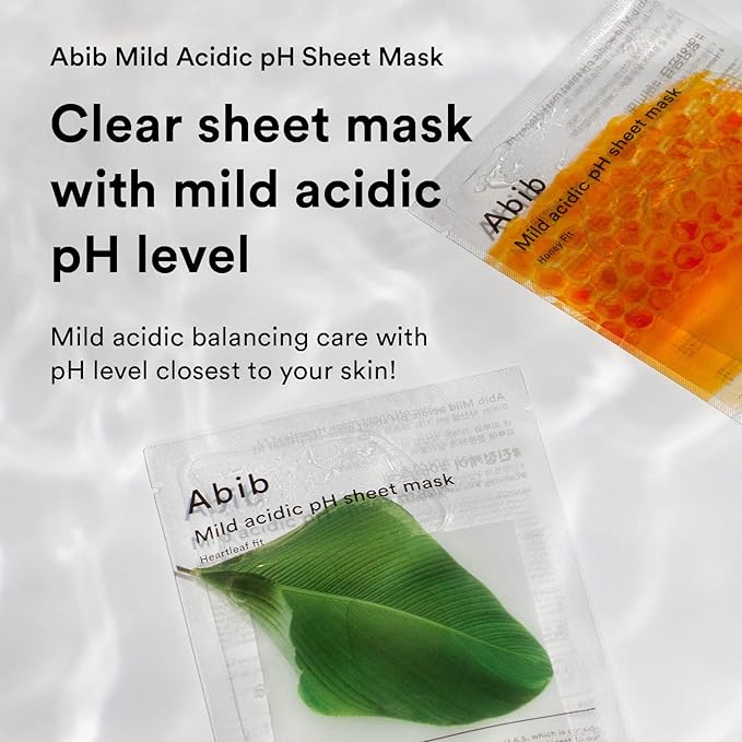 Abib Mild Acidic pH Sheet Mask Aqua Fit 10 Sheets I Intense Hydrating and Moisturizing Care for Dry and Dehydrated Skin